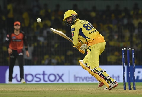 CSK's Opening batter Devon Conway in action against SRH at Chepauk on Firday. (Photo | Ashwin Prasath, EPS)