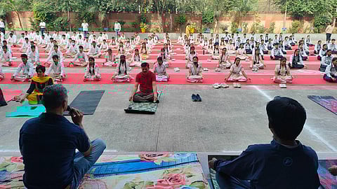 The 9-9-9 yoga challenge, initiated by the C-20 Working Group of G20 summit, has started making strides in Delhi schools. (File Photo)