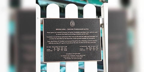 All visiting players at the Sydney Cricket Ground will now take to the field through the Lara-Tendulkar Gates. (Photo | Twitter @cricketcomau)