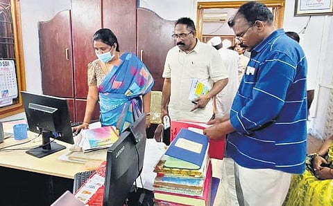 ACB officials carrying out surprise inspections at various sub-registrar offices across the State based on the complaints received. (Photo I Express)
