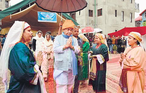 J&K L-G Manoj Sinha inaugurates newly-constructed buildings on Thursday | express