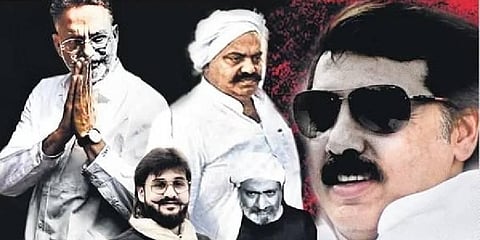 From left -- Mukhtar Ansari, Atiq Ahmed, Dhananjay Singh, Ashraf Ahmed, Abbas Ansari