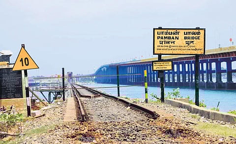 Tracks have been removed from the old Pamban bridge in Rameswaram as services on the bridge has been suspended | Express