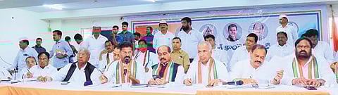 The Congress executive committee meets in the presence of AICC in-charge Manikrao Thakre, at the Indira Bhavan on Sunday