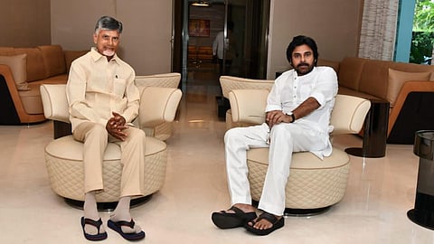 TDP supremo N Chandrababu Naidu and Jana Sena Party chief Pawan Kalyan.