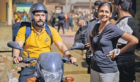 Kapil Sharma and Nandita Das on the sets of 'Zwigato'.