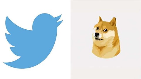 Twitter's blue bird homepage logo has been replaced with the 'Doge' meme.