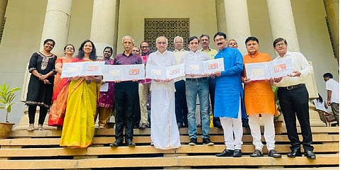 CPMG, Karnataka Circle, S Rajendra S Kumar releasing the picture postcard on the 24th Thirthankar Bhagwan Mahaveer on Monday.