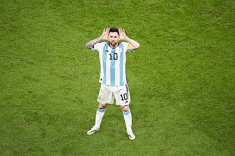 FILE: Argentina's Lionel Messi gestures at the end of the World Cup quarterfinal soccer match. (Photo | AP)