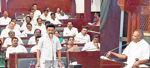 Chief Minister MK Stalin addressing the Assembly on Wednesday | Express