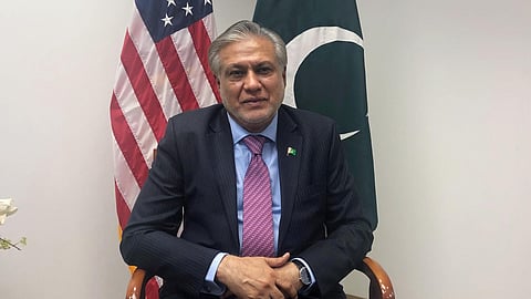 Pakistan's Deputy Prime Minister and Foreign Minister Mohammad Ishaq Dar speaks during an interview in Washington, DC.