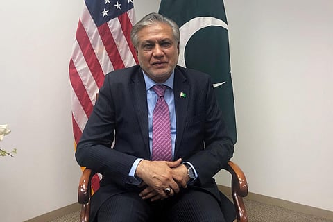 Pakistani Finance Minister Ishaq Dar speaks during an interview in Washington, DC, on October 14, 2022. (File Photo | AFP)