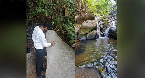As you make your way through the lush foliage and towering rocks, a pathway will lead you to the summit where the belling rock rests.