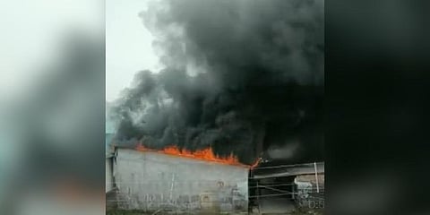 Four children were killed and four other injured in a massive fire that broke out in a multi- storey building in Dehradun (Photo | ANI)