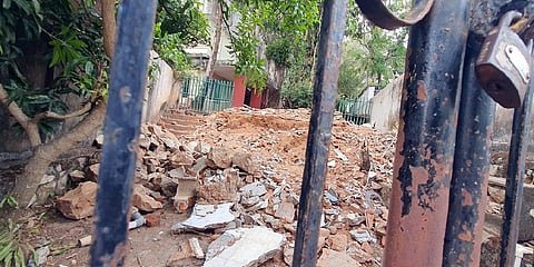 The outhouse of late poet Sugathakumari’s residence ‘Varada’ in Thiruvananthapuram that was demolished after the property was sold. (Photo | Vincent Pulickal, Express)