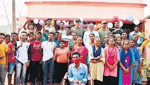 Tribal youths posing in front of the computer skill centre | Express