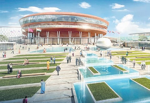 The main conference building getting ready at Pragati Maidan