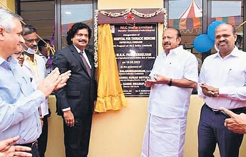 MRK Paneerselvam inaugurated a newly constructed building at the Government TB hospital in the presence of NLCIL CMD Prasanna Kumar | Express