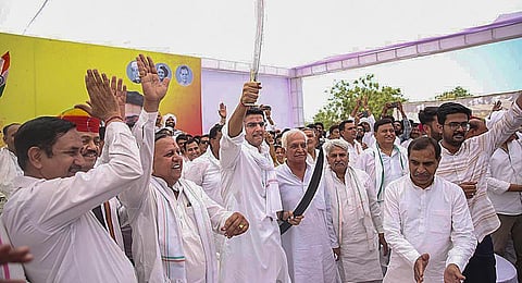 Congress leader Sachin Pilot during his 'Jan Sangharsh Yatra', in Ajmer, Thursday, May 11, 2023.(Photo | PTI)