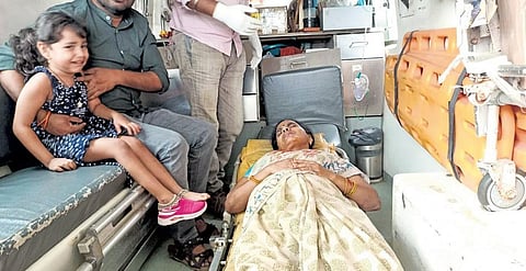 The injured persons being taken to hospital in Wyra mandal on Saturday.