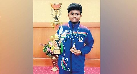 R Tanishik, an intermediate student of a Model school, who recently won a gold medal in the South Asian Soft Baseball Tournament held in Bhutan.