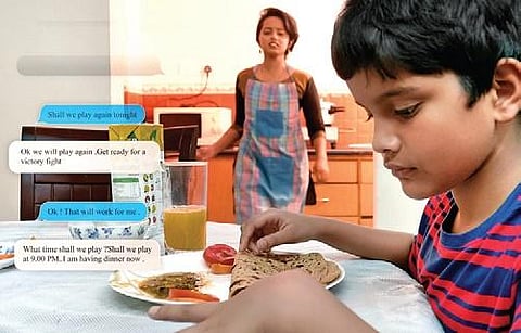 The story follows a young boy who is completely consumed by his smartphone, spending hours scrolling through social media and watching videos.