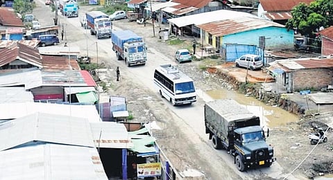 Vehicles carrying essential goods arrive in the violence-hit Manipur. (Photo | PTI)