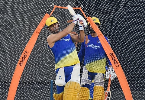 MS Dhoni during a nets session (Photo | Ashwin Prasath)
