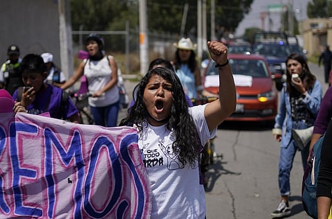 Roxana Ruiz seen during a march in memory of Diana Velazquez, who was making a call outside her home in 2017 when she was disappeared, raped and killed. (File Photo | AP)