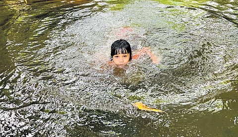 Rana Fathima shows off her skills in the water