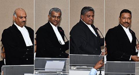 Newly appointed additional judges of Madras High Court- P Dhanabal, C Kumarappan, R Sakthivel, and K Rajasekar. (Photo | Express)