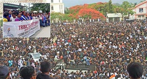 FILE: Protest opposing ST status for the Meitei community. (Photo | Twitter)