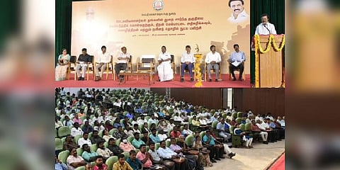 Minister for Information and Publicity MP Saminathan inaugurating the workshop for journalists to improve their professional skills and excel in modern technology at Kalaiwanar Arena.