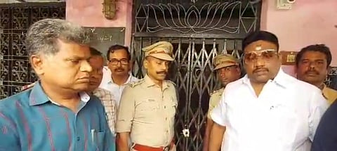 NCPCR member Dr R G Anandaccompanied by the district superintendent of police R Rajaram and education department officials