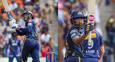 Gujarat Titans batters Shubman Gill and Wriddhiman Saha. (Photos | PTI)