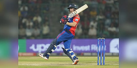 Delhi Capitals batter Phil Salt plays a shot during the IPL 2023 cricket match between Delhi Capitals and Royal Challengers Bangalore at the Arun Jaitley Stadium in New Delhi (Photo | PTI)
