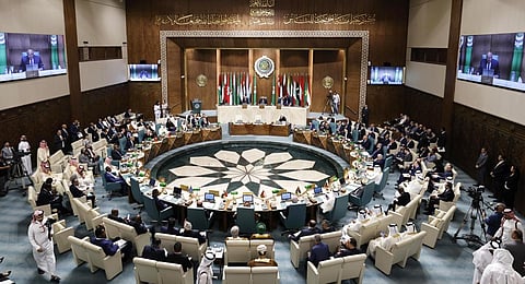Egyptian Foreign Minister Sameh Shoukry speaks during an emergency meeting of Arab League foreign ministers in Cairo on May 7, 2023. (Photo | AFP)