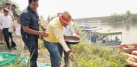 L-G VK Saxena plants saplings at Yamuna floodplains on Sunday | express