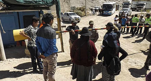 Relatives of miners wait at the entrance of the La Esperanza mine, where at least 27 people died in the Yanaquihua district of Arequipa, southern Peru. (Photo | AFP)