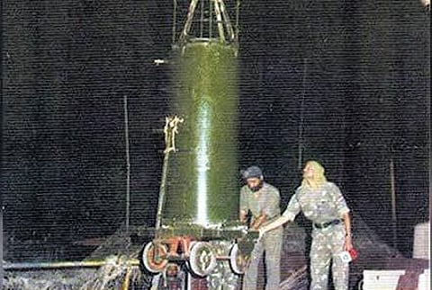 The store being readied before lowering it for nuclear testing. (Photo | Ministry of Defence)