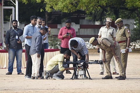 The drone weighs 30kg, can cover 14 km and rises up to 50 metres.