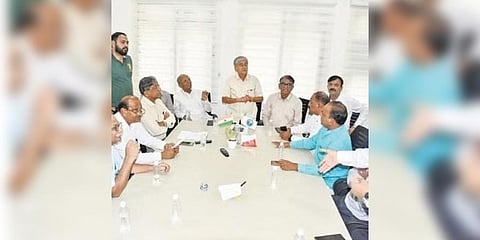  KCCI president Vinay Javali during a meeting in Hubballi on Friday | D HEMANTH 