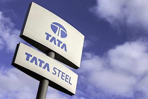 Representational image of a signboard at a Tata Steel plant. (File photo | AFP)
