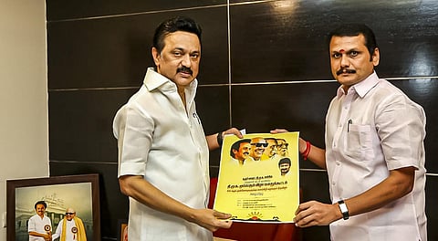 Tamil Nadu CM MK Stalin with minister Senthil Balaji (File photo)