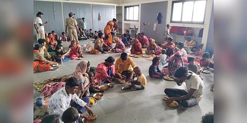 Cyclone Biparjoy: Evacuated people seen in the temporary shelters (Photo | EPS)