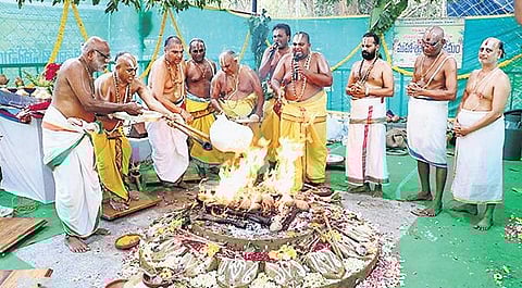 The Agama advisors of TTD also suggested that we perform a Homam, invoking the benign blessings of Sri Srinivasa Swamy and Sri Anjaneya Swamy for the benefit of devotees.