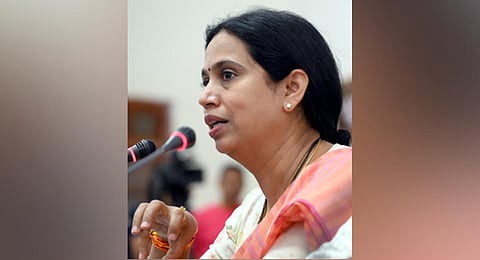 Minister Laxmi Hebbalkar addresses the media in Bengaluru on Thursday