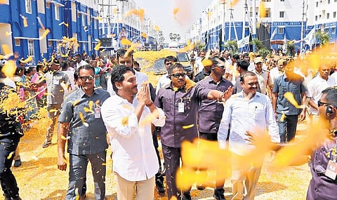 CM YS Jagan Mohan Reddy greeting the public in Gudivada on Friday | Express