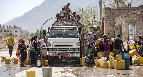 Yemen's third-biggest city suffers from some of the worst shortages in a country where about 14.5 million people do not have access to safe drinking water. (Photo | AFP)