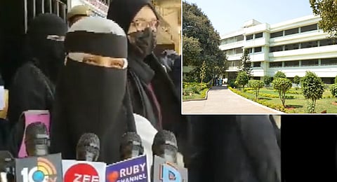 The girl students later staged a protest against the college administration, claiming that they were compelled to remove their burqas to write their exams.